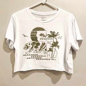 Billabong White & Olive Green CA Crop T-Shirt M